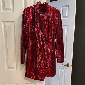 Retrofete Selena Sequin Jacket Dress red blazer mini dress M